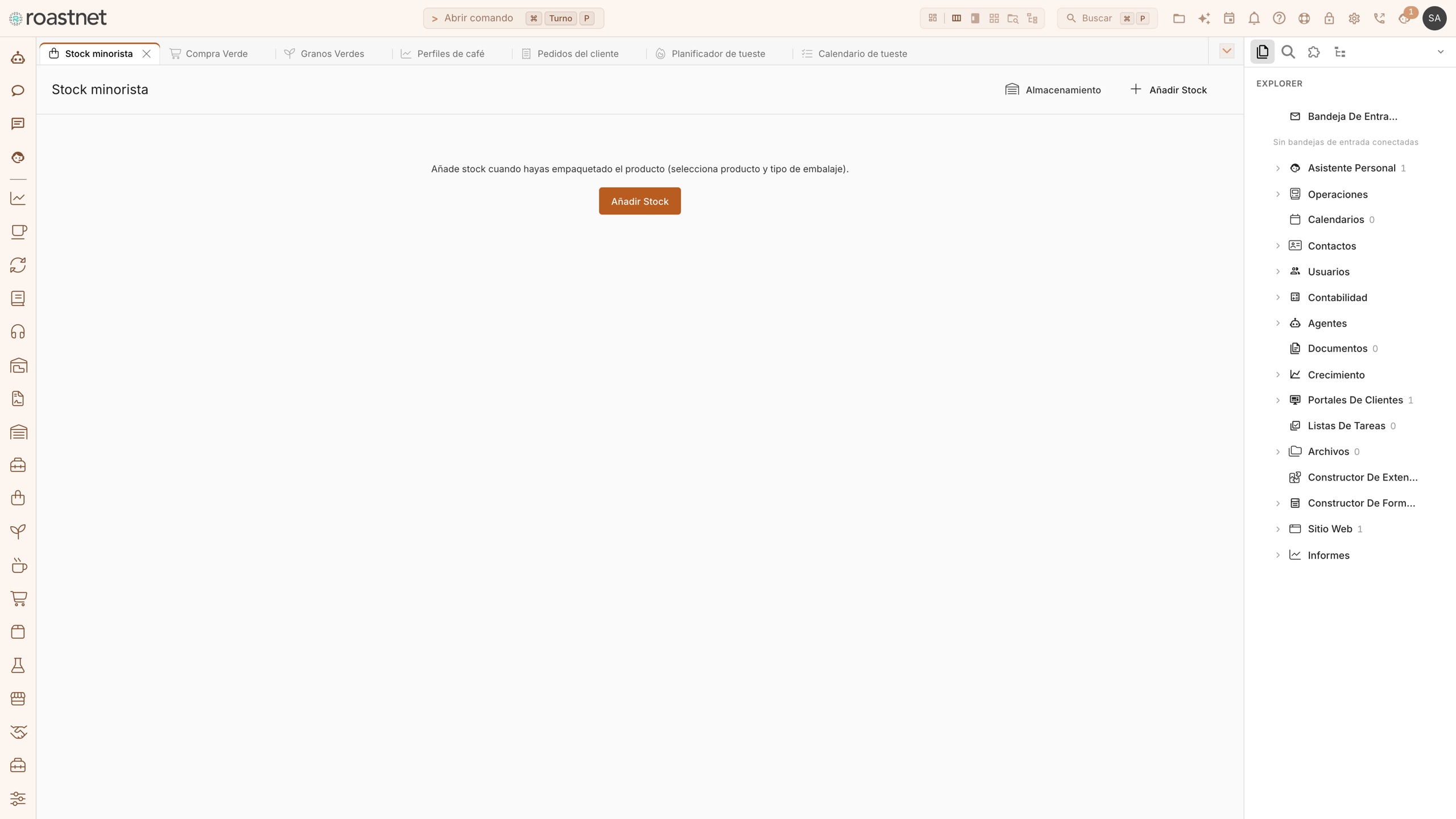 Catálogo de productos de café para la tienda alojada en Roastnet
