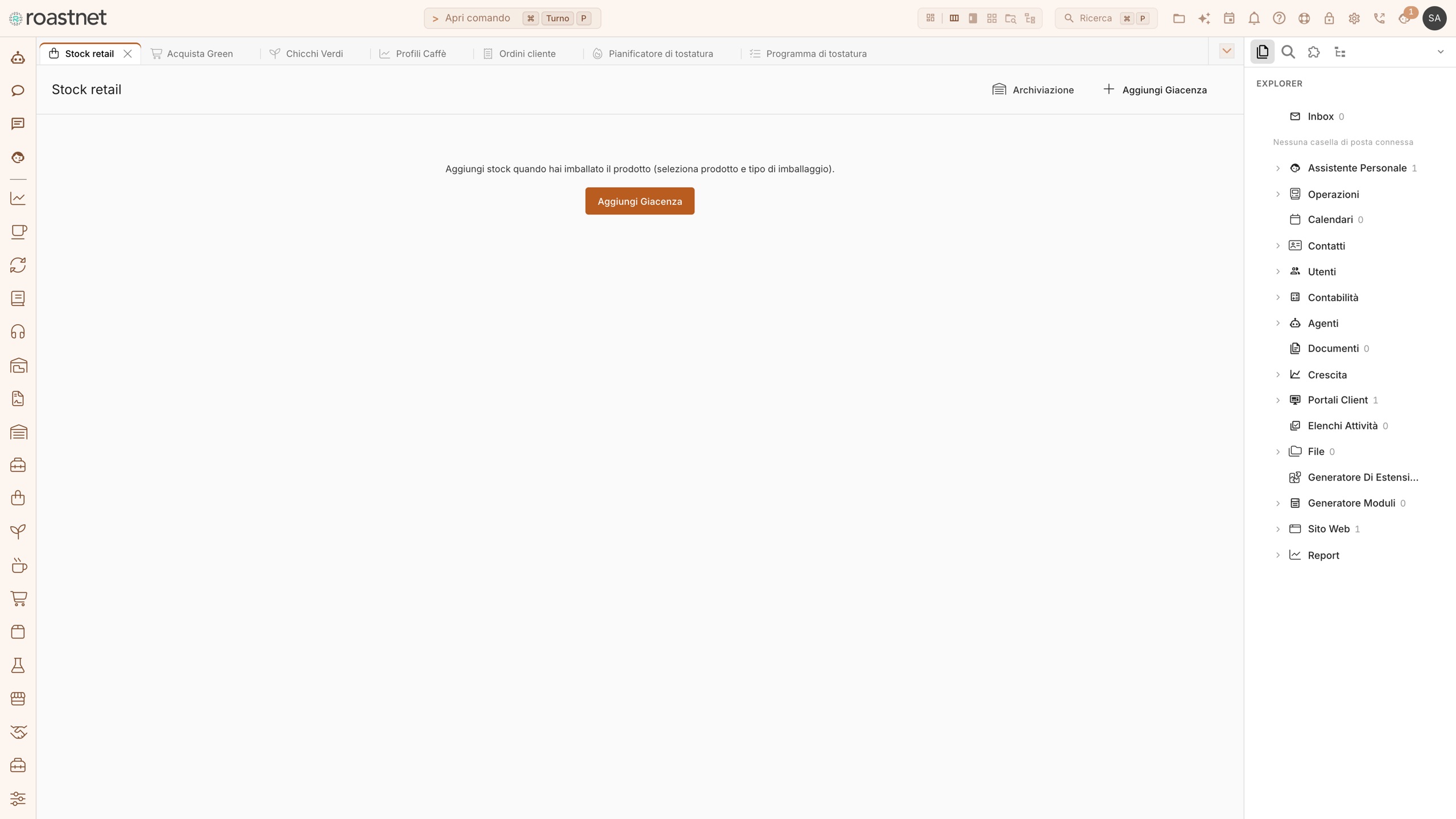Catalogo dei prodotti caffè per lo storefront ospitato in Roastnet