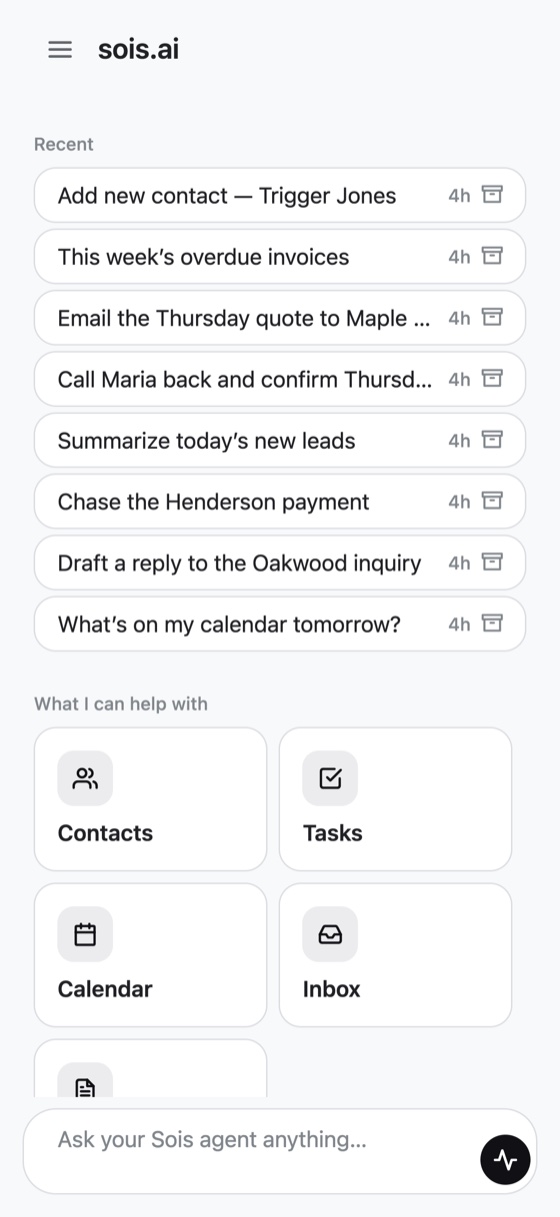 Sois Agent mobile app chat screen
